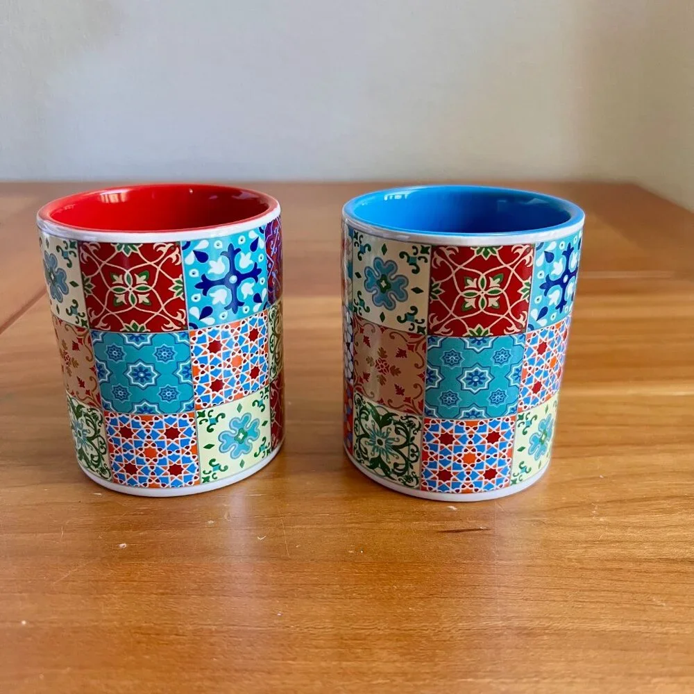 Espresso Cups, Portugal Espresso Mugs, Mexican Spanish Tile Mugs, Coffee Mugs